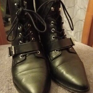 All Saints Witchy Black Genuine Leather Buckle Boots